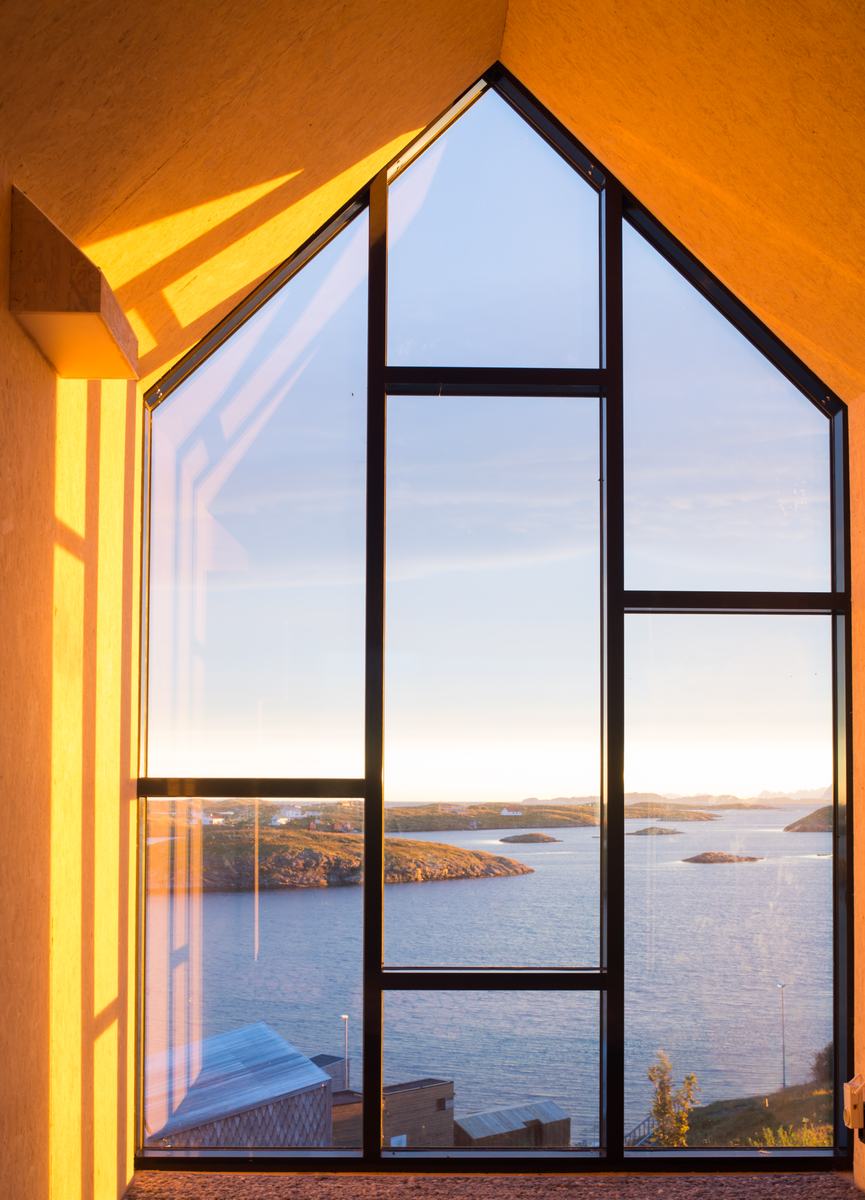 Low sun through the Tower House gable window